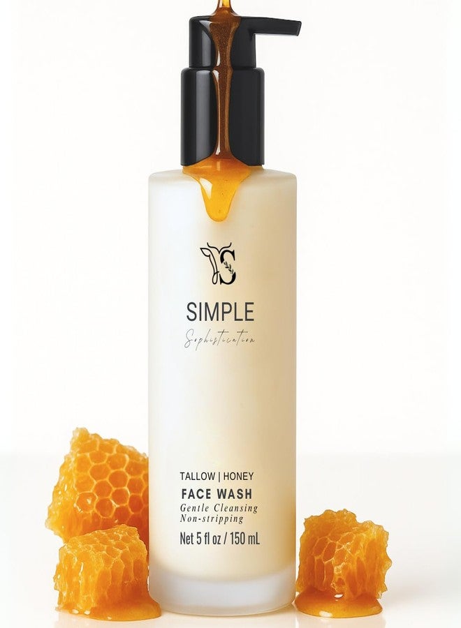 Simple Sophistication Tallow Honey Cleansing Milk- Gentle Hydrating face wash for sensitive skin -Non stripping | Moisturizing with grassfed beef Tallow, Organic Raw Honey, Argan oil & Castor Oil, Apple Cider Vinegar. - Image 1